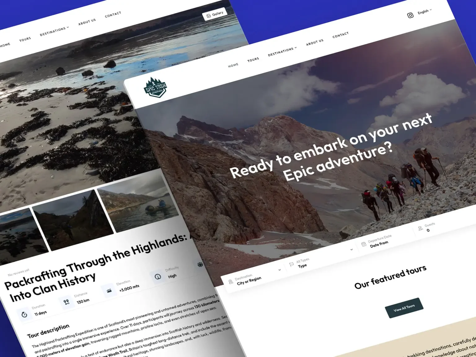 Mockup web Epic Trek Adventures